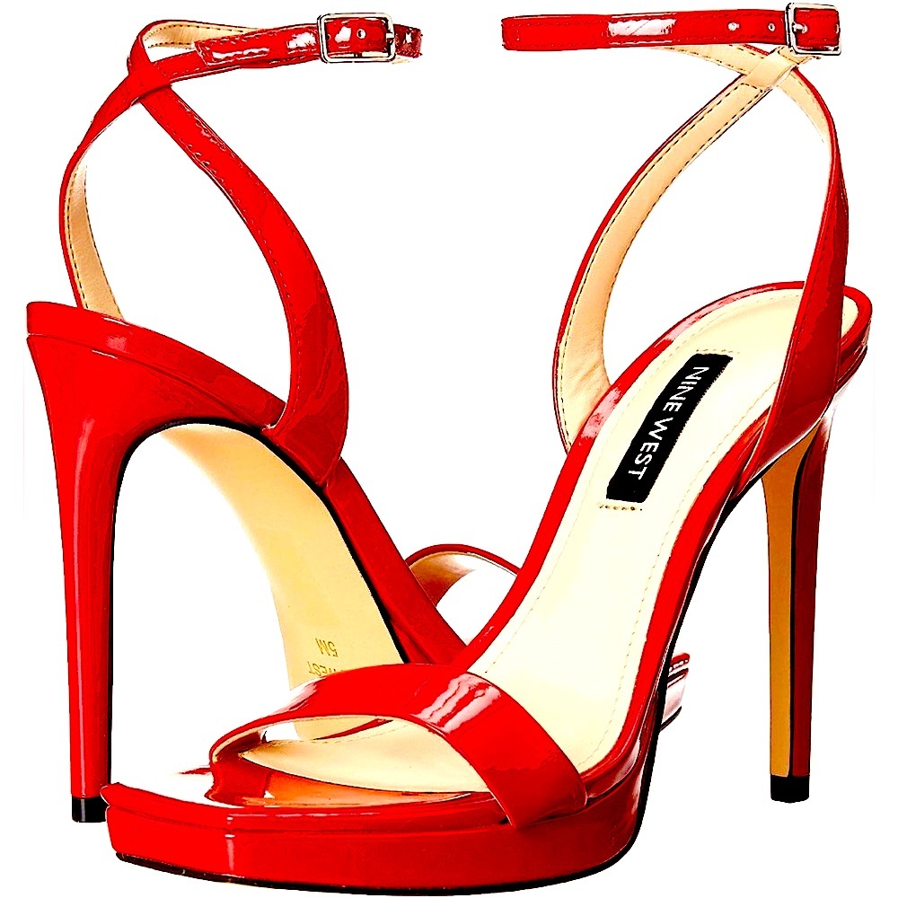 Nine West Dark Red Patent Zadie Sandals, Women's Size 5.5
